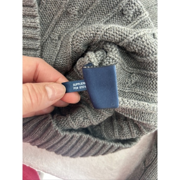 Ralph Lauren Sport Sweater  Vintage Large Women's Gray V Neck Cable Knit Preppy - Picture 6 of 7